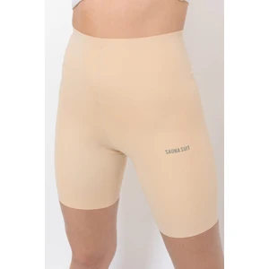 Sauna Suit Lazer Kesim Iz Yapmayan Yüksek Bel Paçalı Silikonlu Şort Korse   Siyah / Ten