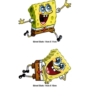 F17 Ajans Spongebob Süngerbob 2 Adet Ütü ile Yapışan Tekstil Dtf Baskı