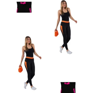 Best Trend  Siyah/neon Fuşya Kadın Sporcu Tayt EDY359