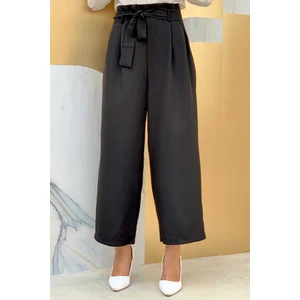 Bym Fashion Bym Fermuarlı Bel Bağcıklı Pantolon 0174 Siyah