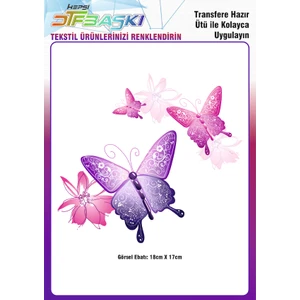F17 Ajans Kelebekler Ütü ile Yapışan Tekstil Dtf Baskı