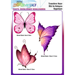 F17 Ajans Kelebekler Ütü ile Yapışan Tekstil Dtf Baskı