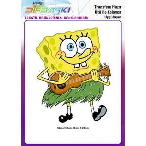 F17 Ajans Gitarlı Süngerbob Spongebob Ütü ile Yapışan Tekstil Dtf Baskı