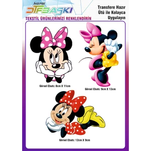 F17 Ajans Minnie Mouse Ütü ile Yapışan Tekstil Dtf Baskı