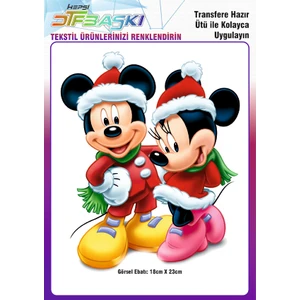 F17 Ajans Noel Yılbaşı Mickey Mouse Ütü ile Yapışan Tekstil Dtf Baskı
