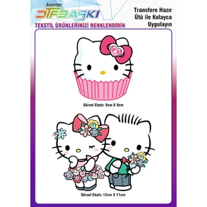 F17 Ajans Hello Kitty 2 Adet Ütü ile Yapışan Tekstil Dtf Baskı