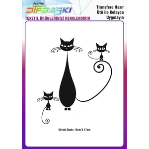 F17 Ajans Siyah Kediler Ütü ile Yapışan Tekstil Dtf Baskı