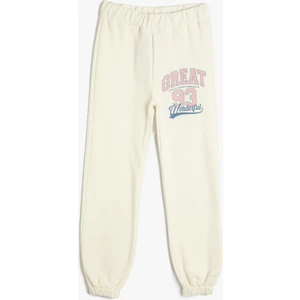 Jogger Eşofman Altı Beli Lastikli Baskı Detaylı Şardonlu