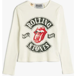 The Rolling Stones Tişört Lisanslı Uzun Kollu Bisiklet Yaka Baskılı Pamuklu
