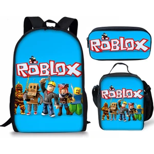 3d Yeni Roblox Öğrenci Okul Çantası Yemek Çantası Kalem Baskı Sırt Çantası Üç Parçalı Set (Yurt Dışından)
