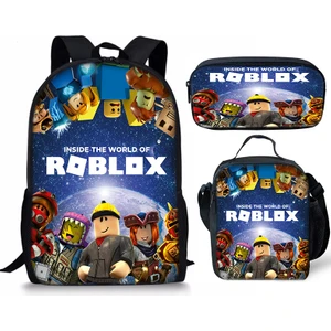 3d Yeni Roblox Öğrenci Okul Çantası Yemek Çantası Kalem Baskı Sırt Çantası Üç Parçalı Set (Yurt Dışından)