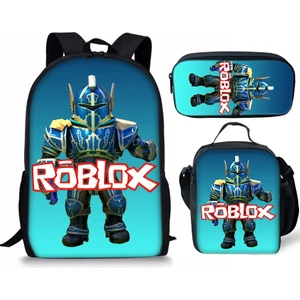 3d Yeni Roblox Öğrenci Okul Çantası Yemek Çantası Kalem Baskı Sırt Çantası Üç Parçalı Set (Yurt Dışından)