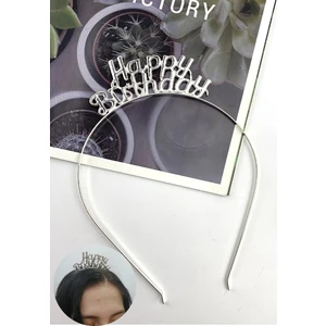 Parti Furyası 1 Adet Gümüş Happy Birthday Yazılı Metal Parti Taç Doğum Günü Renkli Parti Tacı 18 cm