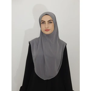 Erasra Class Namaz Örtüsü Hazır Büyük Esarp Malezya Modeli Khimar Tek Parca Hac ve Umre Icin  Gri Renk