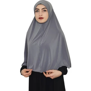 Erasra Class Tek Parca Pratik Büyük Hazır  Esarp Hijap Gri Renk Namaz Örtüsü