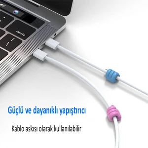 Kablo Tutucu, Başparmak 5 Adet Silikon Araba, Ev Kablo Organizatörü, Diş Fırçası Kulaklık Kablo Düzenleyici Karışık Renk