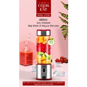 Metal Bıçaklı 450 ml Taşınabilir Kişisel El Blenderi Şarjlı Buz Kırabilen Meyve Karıştırıcı Mix Shakermeyve Sıkacağı Mama Karıştırıcı Smoothie Milkshake Frozen