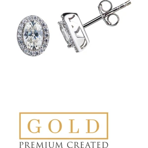 So CHIC Beyaz Altın Sertifikalı Premium Created Taşlı Oval Tektaş Küpe