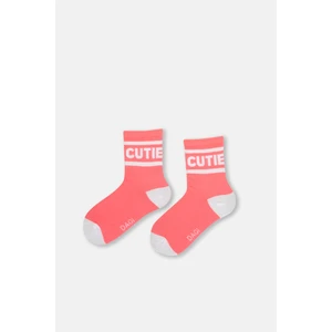 Pembe Kız Çocuk Cutıe Jakarlı Çorap 2'li