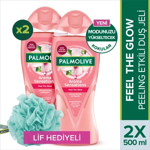 Aroma Sensations Feel the Glow Peeling Etkili Banyo ve Duş Jeli 2 x 500 ml + Duş Lifi