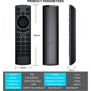 G20S Pro Bt 2.4g Kablosuz Ses Arkadan Aydınlatmalı Hava Fare Jiroskop Ir Öğrenme Çift Modlu Android Tv Kutusu Için Uzaktan Kumanda (Yurt Dışından)