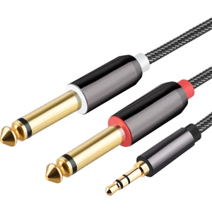 Ses Kablosu 3.5mm Çift 6.35MM Aux Kablosu 2x6.5 Jack 3.5 Erkek Mikser Amplifikatör Hoparlör Splitter Kablosu 1 M/3.28FT (Yurt Dışından)
