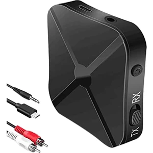 Bluetooth 5.0 Verici Alıcı 2'si 1 Arada Bluetooth Adaptörü Tx ve Rx 2 Cihazlarının Eşzamanlı Kullanımı Için 3,5 mm Jak (Yurt Dışından)