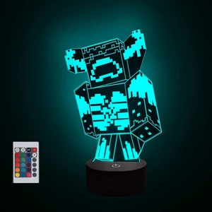 Çocuklar Için 3D Illüzyon Gece Lambası Minecraft Oyunları C Squarewarden (Yurt Dışından)