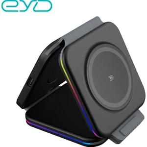 Eyd 3 In 1 Manyetik Kablosuz Şarj Standı Katlanabilir iPhone 14 13 12 Pro Max Iwatch 8 7 Hızlı Şarj Istasyonu (Yurt Dışından)