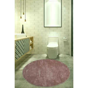 Nova Pembe Yuvarlak 120X120 cm Banyo Halısı Kaymaz Tabanlı Makinede Yıkanabilir Banyo Paspası
