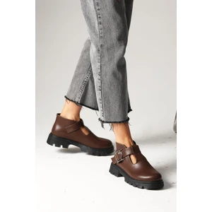 Mio Gusto Norma Kahverengi Kalın Tabanlı Kadın Loafer Ayakkabı