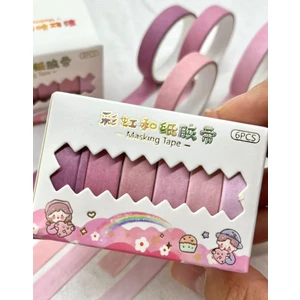 Kağıt Gemi Dükkan Soft Pembe Tonları 6'lı Washi Bant Set / Washi Tape / Bullet Journal / Scrapbook