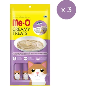 Me-O Creamy Treats Ton Balığı ve Deniz Taraklı Krem Kedi Ödül Maması 4 x 15 G 3'lü Paket