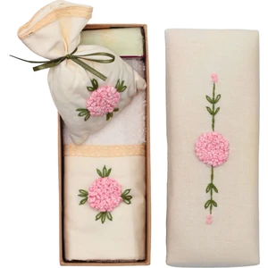 Pembe Top İşli Dikdörtgen Havlu Seti