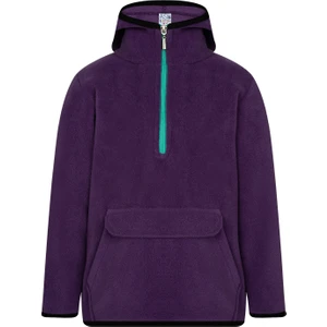 ASL Kids Colors Çocuk Polar Yarım Fermuarlı Kapşonlu Kanguru Cep Sweatshirt Lacivert Unisex