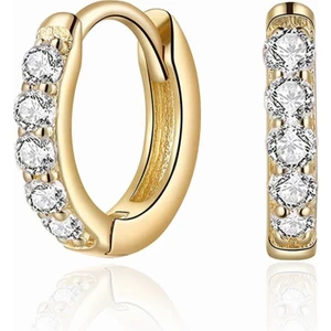 Çelik Taşlı Minik Halka Küpe Rose Gold Renk