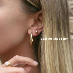 Çelik Gold Top Küpe 5 mm Çift