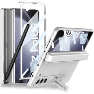 Gkk Samsung Galaxy Z Fold5 Için Kalem Yuvalı Pu Telefon Kılıfı - Gümüş (Yurt Dışından)
