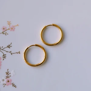 14 mm Cerrahi Çelik Gold Halka Küpe