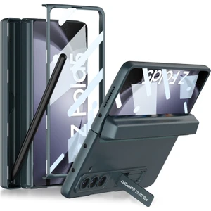 Gkk Samsung Galaxy Z Fold5 Için Kalem Yuvalı Pu Telefon Kılıfı - Yeşil (Yurt Dışından)