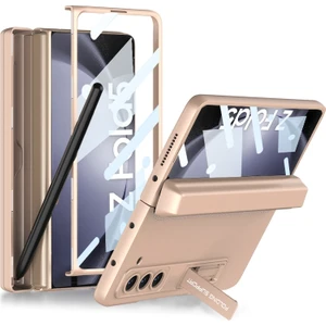 Gkk Samsung Galaxy Z Fold5 Için Kalem Yuvalı Pu Telefon Kılıfı - Altın (Yurt Dışından)