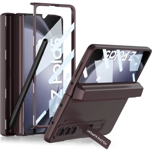 Gkk Samsung Galaxy Z Fold5 Için Kalem Yuvalı Pu Telefon Kılıfı - Koyu Kırmızı (Yurt Dışından)