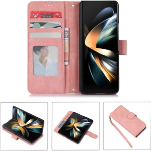 Yue Store Samsung Galaxy Z Fold5 Için Yatay Flip Deri Telefon Kılıfı - Pembe (Yurt Dışından)