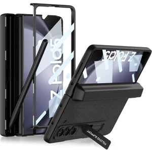 Gkk Samsung Galaxy Z Fold5 Için Kalem Yuvalı Pu Telefon Kılıfı - Siyah (Yurt Dışından)