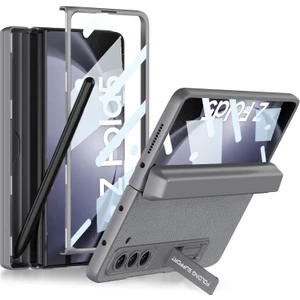 Gkk Samsung Galaxy Z Fold5 Için Kalem Yuvalı Pu Telefon Kılıfı - Gri (Yurt Dışından)
