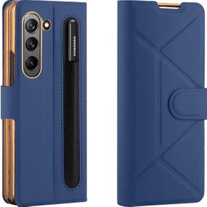Yue Store Samsung Galaxy Z Fold5 Için Katlanır Telefon Deri Telefon Kılıfı - Mavi (Yurt Dışından)