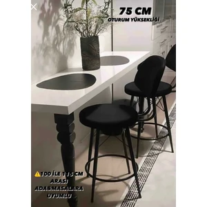 Yeni Babyface Kumaş Dolce Bar Sandalyesi 75 cm Siyah. 100 ile 115 cm Arası Ada& Masalara Uygundur.