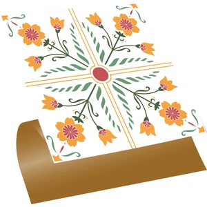 Kendinden Yapışkanlı Portakal Çiçeği Desenli Pvc Karo  30X30 cm (11 Adet) 1m2