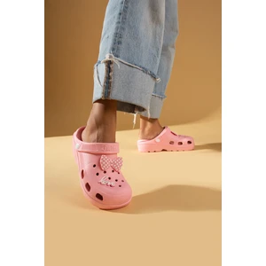 Pembe Potin Papyonlu Comfort Taban Eva Kadın Sandalet 001-0333-23