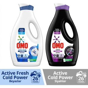 Sıvı Active Cold Power Siyahlar Için + Omo Sıvı Active Fresh Cold Power Beyazlar Için Çamaşır Deterjanı 1690 ml